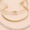 Bangle Sindlan 4pcs Vintage Gold Color Pearl Open Bracelet Set для женщин Boho Charms Женская модная запястья подарки Pulsera