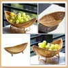 Tabliczki Rattan Fruit Bowl Warzywna przekąska Wypróbuj plastikowe splecione koszyki Chleb Vintage Coffee Making Tach