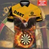 Kişiselleştirilmiş Adı Dart Korku Kafatası 3d Tüm Baskılı Erkekler Polo Gömlek Yaz Unisex Dart Lover Pol89