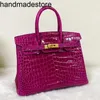 Piccella BK Designer Handbag Night Arabian Night Purple Crocodile Borsa luminoso 30 fibbia femminile cucito 25