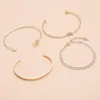 Bangle Sindlan 4pcs Vintage Gold Color Pearl Open Bracelet Set для женщин Boho Charms Женская модная запястья подарки Pulsera