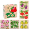 Baby Wood Block Toys Jigsaw Games Animal Fruit Traffic Cognize Early Learning Educational Toys Children Six Side 3D Cube Game