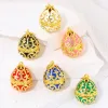 Juya Handmade 18K Real Gold Plated Copper Lucky Egg Oval Coloful Enamel Charms For DIY Women Bridal Evening Party Jewelry Making