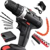 21V Impact Drill avec Brossed 1500 tr / min Mini Wireless Power House Tools Lithium Battery Charging Electric Dril 240407