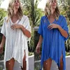 Swimwear 2024 Swimsuit Women Cover Ups Manga Kaftan Beach Dress Rata de Plage Solid White Algodón Párrafo