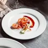 Plates Nordic Style White Ceramic Stripe Dinner Plate Western Steak Dessert Salad Italian Pasta Flat Dishes