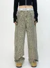 Frauen Jeans Vintage Trendy Leopard Print American High Street Hosen Spring Y2K Harajuku Style Baggy Taille Casual Hosen