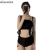 Wisuwore High Taist Split Women Sweins Sweins TrawString Corset Triangle Panties Sexy Bikini Set Ladies Maillot de bain Hot Spring Vacations de printemps