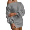 Robes décontractées 2024 femmes printemps manches longues tricot top les pulls solidaires robe sexynightclub tricot tissus volutiers vachets