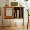 Nordic Real Wood Sofá Organizador de libros MOVABLE BORDE Varios antiguos Gabinete de revista retro