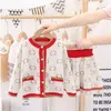 New Children's Sweater Set Girls Fashion Lettre de mode imprimer mignon jupe cardigan tricotée 2 pièces vêtements de bébé 1-7t automne et hiver