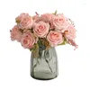 Dekorativa blommor Simulering Europeisk snöflingdduk Rose Bukett Valentins dag Gift Holiday Party Decoration Artificial Roses Flower Blomma