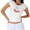 T-shirts pour femmes T-shirt de culture de base des femmes manches courtes à manches courtes en dentelle d'été