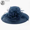 Breda randen hattar hink hattar fs vit elegant bröllop brud kyrkor stråhattar för kvinnliga damer blommor stor grim hatt strand sol kentucky derby hatt fedora y240409