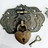 2pcs / ensemble Boîte bijoux ancaine boîte cadeau en bois de vin en bois Hasps Latch vintage décor verrouses