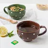 Miski japońska fala ceramiczna Punkt śniadaniowy Much Pareal Bowl Milk Milk Milk zupa z łyżką z łyżką gospodarstwa domowego