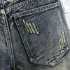 Brand Mens Retro Style Ripped Denim Shorts 2023 Summer Fashion Casual Hole Patch Jean Male Clothes 240328