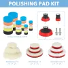 44pcs MOT DE POLIGHING CAR KIT 1/2 / 3 pouces Détails de la voiture Détails Poussinets de polissage avec adaptateurs de filetage M14 Réutilisables pour les meubles de voiture