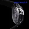 AP Athleisure Pols Watch Royal Oak Offshore Series 26420ce Zwarte plaat Gele naaldstreep Gegraveerde automatische mechanische heren Watchplaat 43 mm Compleet