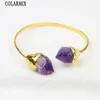 Bangle 5 stycken Natural Purple Crystal Yellow Jewelry Gift Classic Stone Women Party