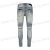 Jeans maschile strt designer designer maschi jeans retro blue sletgon bottoni patch rattonizzati jeans strappato maschi hip hop marchio pantaloni hombre t240409