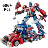 Optimus Prime Transformers Roboter Building Kit 2 in 1 Transformatoren Robotermodell Bausteine Spielzeug für Jungen, Mädchen, Kinder 686pcs