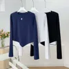 Designerwomen's Hoodies Sweatshirts Korean Niche Designers 2024 Spring Letter Print Irregular Long Sleeved T-shirt Spicy Girl Short Top