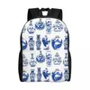 Rugzak Blue Portugese porseleinen tegels Laptop Vrouwen Men Mode Book Bag voor schoolschoolstudenten Bloempatroon Bag