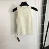 Designer Sleeveless Knit Vest Miu Slim Fit Knitted Tank Tops Beaded Letter Women Tees Crop Tops Knitwear