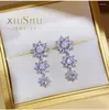 Stud Earrings Fashionable Temperament S925 Pure Silver Flower High-end Diamond Imported High Carbon Wedding Jewelry