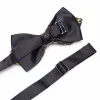 Mens Bowtie Najnowszy kąt motyla luksusowy krawat czarny krawat formalny kombinezon ślubny dla męskich ceremonii akcesoria