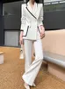 Koreanische Mode elegante und schicke Frauen Hosenanzug lässig Vintage Blazer Jacken Straight Hosen Zwei Stücke Set weibliche formelle Outfits 240329