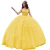 Bollklänning prinsessan quinceanera klänningar fjäril applikationer stor bow älskling tyll snörning stropplös söt 16 prinsess party födelsedag vestidos de 15 anos q04