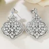 Boucles d'oreilles S925 Groulon d'oreille en argent ensemble de luxe en diamant blanc feuilles de boucle d'oreille simple et polyvalente élégante