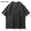 T-shirts voor heren hiphop t-shirt streetwear heren skelet schedel geprinte noodlijdende t-shirt 2022 zomer Harajuku oversized gewassen t-shirt top tees J240409