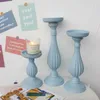 Candlers Supu Blue Set en bois Candelabra Créatif Candlestick Holder Flower Pilier Pilier table de bureau décoration décoration décoration de mariage