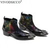 Boots Vivodsicco Fashion Men de bottes en cuir authentique en cuir Sanke Boots Men Italien Business Dress Shoes pointues Bottes de cow-boy