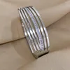 Bangle Dodohao 316L из нержавеющей стали Многослойные бараслеты с широким цирконом браслеты для женщин Коренерия золотого цвета водонепроницаемые украшения