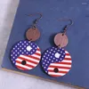 Dangle Ohrringe Yin Yang Amerikanische Flagge für Frauen 4. Juli Rot weiß und blau patriotischer Holzschänder Schmuck Schmuck