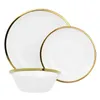 Plates Gibson Home Premier Gold Fine Ceramic 12 Piece Dinnerware Set