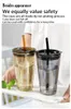 Wine Glasses NOrthern Lights Water Cup Straw Glass Household Large Capacity Coffee With Lid