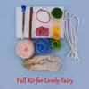 Fairy naaldveltkit voor beginners, 6 "hoogte, vilt sprookjeskit met wol, viltpads, naalden en video -instructie