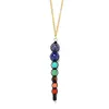 Colliers de pendentif Lava multi-couleurs 7 Chakra Thérapie Balance Collier pour femmes et pendentif yoga spirituel Jewelry Pendant Collierq