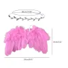 Fuzzy-Feather Angel Wings Headband Set for Baby Cosplay Girls Costume Photography White Angel Feathers Wing Outfit Props