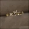 Cluster Rings Aide 925 Sterling Sier Finger Ring Butterfly Pattern For Women Double Layer Micro Inlaid Zircon Cute Gift Anillo Drop De Dhmsh