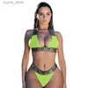 Swimwwear Women Sexy Bikini Ensembles pour femmes Bandage de maillot de bain Crop Top Swwear Nulghing Fssuit High Cup Beachwear Solid Imprime-Bather L49