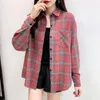 Women's Blouses Women Plaid Brand Excellent Quality Flannel Loose Fit Shirt Cotton Casual Long Sleeve Tops Lady Clothes