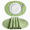Table Mats 5pcs Round Braided Placemats For Dining Tables Woven Washable Non-Slip Place Mat Line Design Party Desktop Decoration