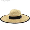 Chapeaux à bord large chapeau seau d'été 13 cm grand avant-toits de protection solaire solide chapeau soleil femmes hommes dôme de la mode de la plage fille fille fille paille chapeau dames caps y240409