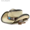 Brede rand hoeden emmer hoeden nieuwe cowboy hoed panama stro hoed zomerturquoise lint vrouwen mannen brede riem strand zon cap UV bescherming jazz fedora hoed y240409